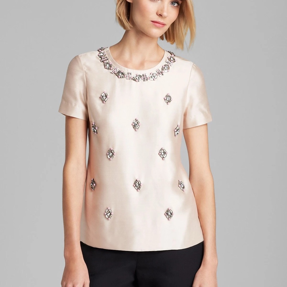 Tory Burch Pink Embellished Fitted Blouse